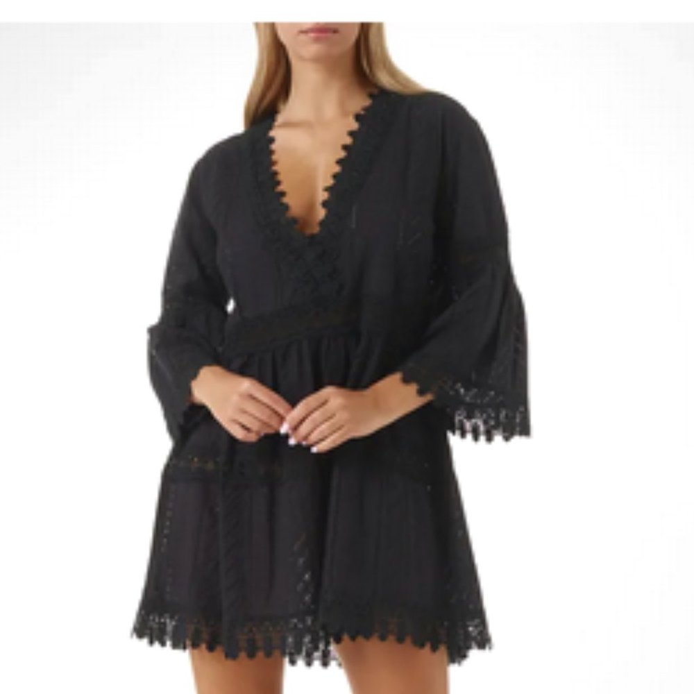 NWT Melissa Odabash Victoria Lace Trim Babydoll Mini Dress sz S